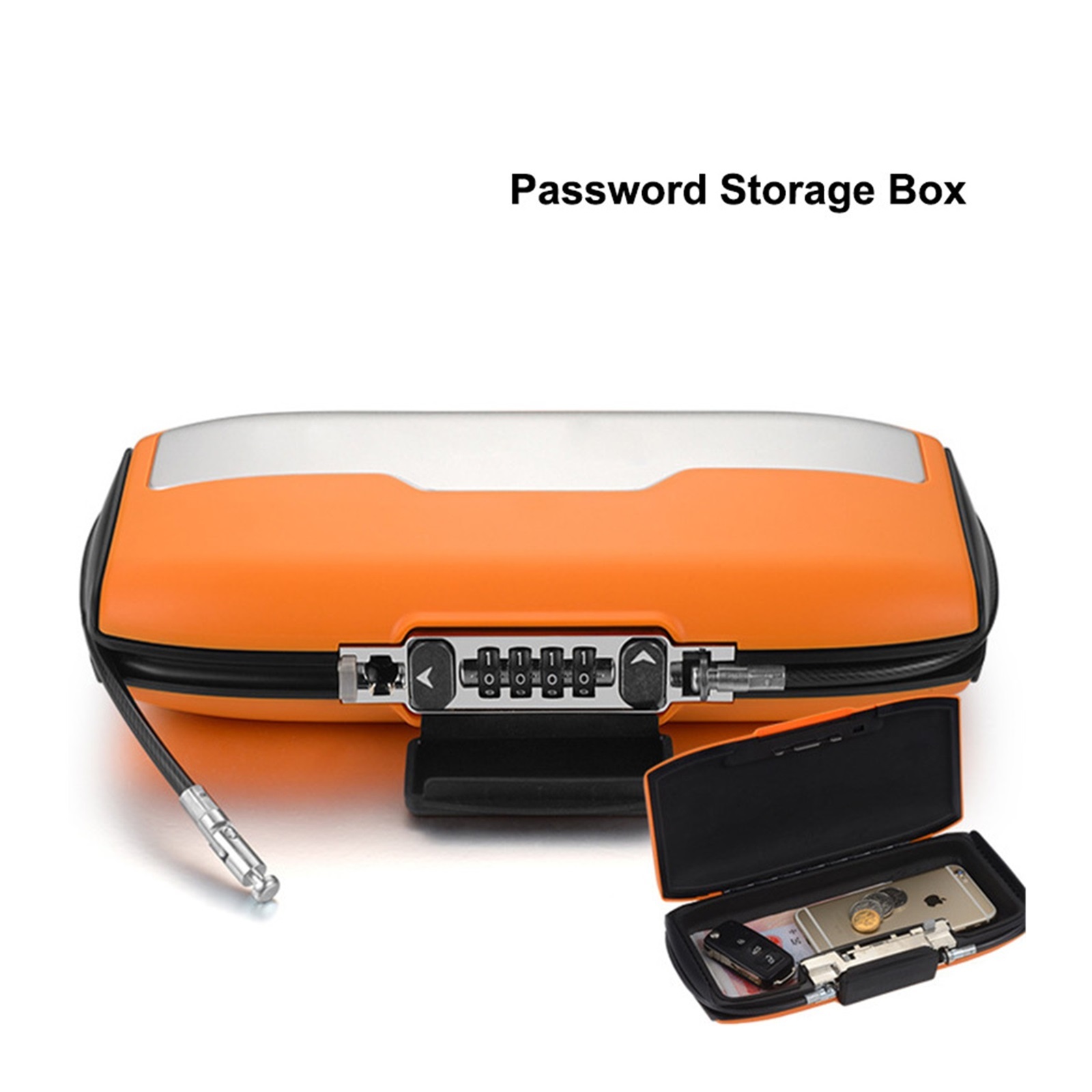 Portable Key Safe Box , Safe Password Lock Safety Wire Rope Fixed for Jewelry Cash Card Mobile Phone Alloy Storage Safe Hidden ,Prevent Theft