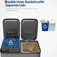 thumbnail image 5 of Garvee 15.85 Gallon Stainless Steel Double Trash Can with Lid, Step-on Recycling Bin, Silver, 5 of 6