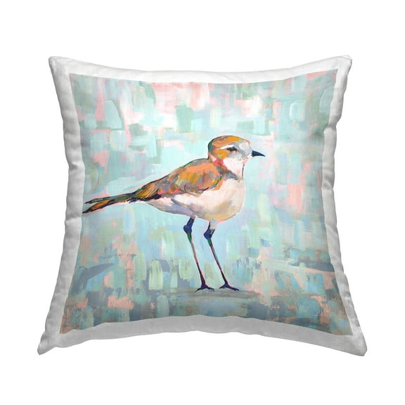 Stupell Industries Small Brown Bird Pastel Blocked Background Design by Jeanette Vertentes Throw Pillow