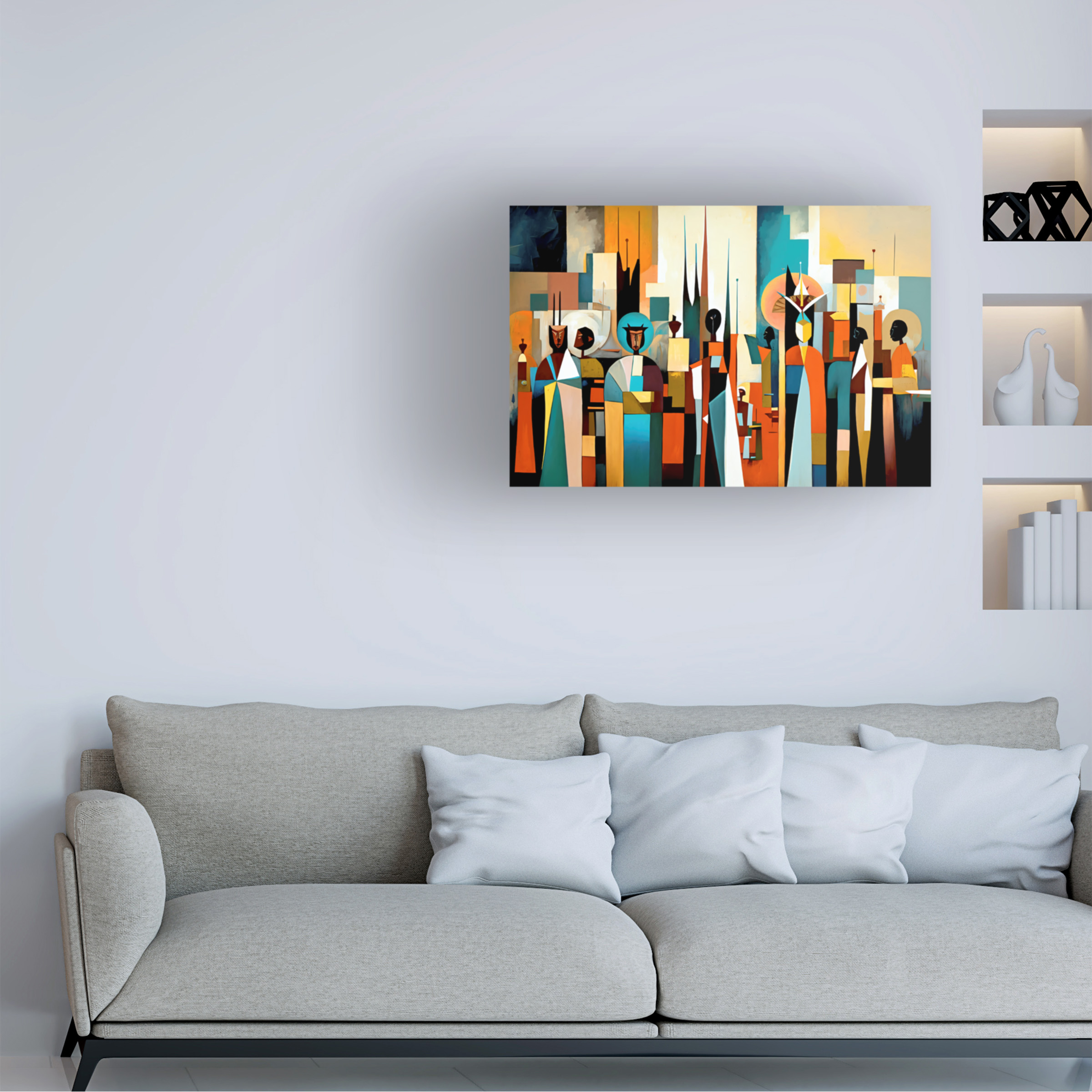 Canvas Wall Art - Ray Heere 'Mid Century Celebration Of All Cultures 5' Wall Art for Living Room, Bedroom, or Office DÃ©cor by Trademark Fine Art - 32 x 22 Inches