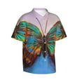 thumbnail image 3 of Xecao Oil Painting Beautiful Butterfly print Hawaiian shirt - a stylish short-sleeve button-down for men, perfect for casual beach and tropical outings., 3 of 9