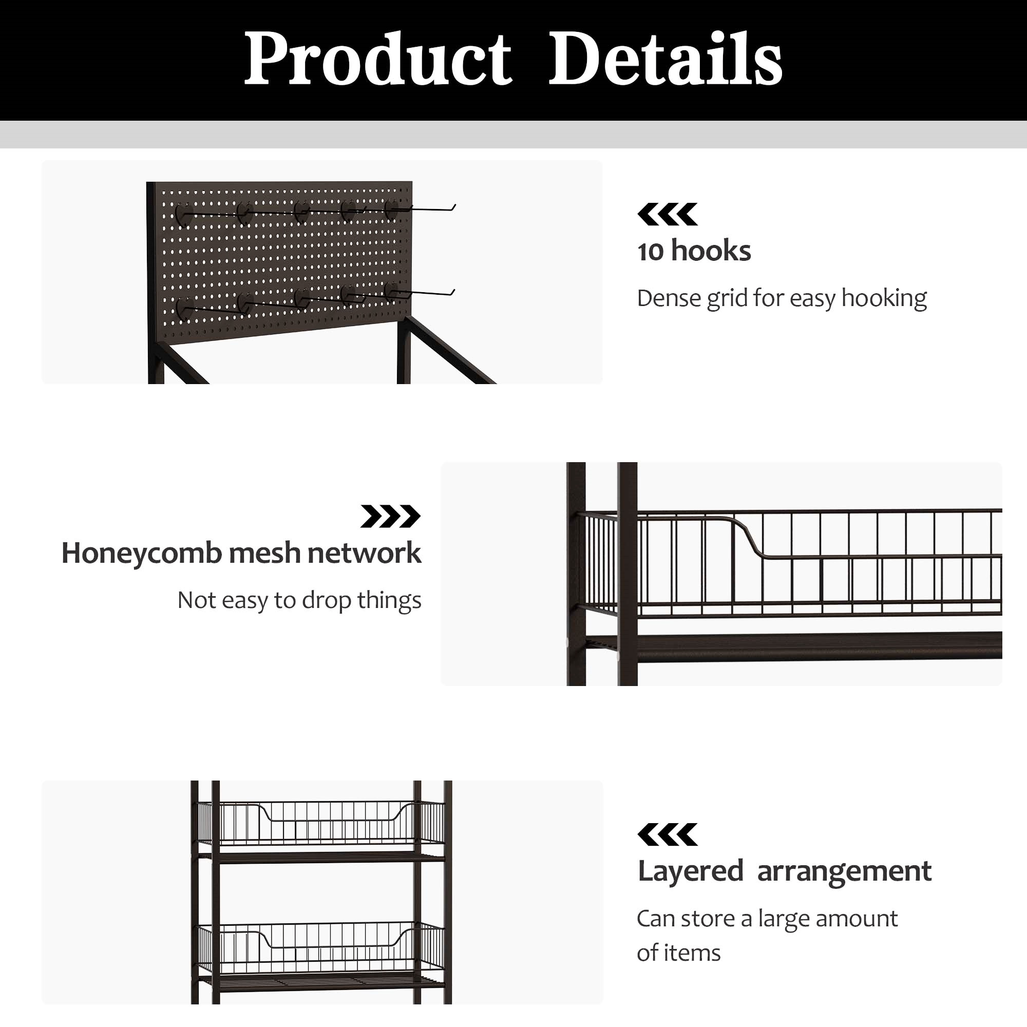 4-Tier Black Metal Retail Display Rack - Freestanding Shelf/Stand For Snacks/Shop