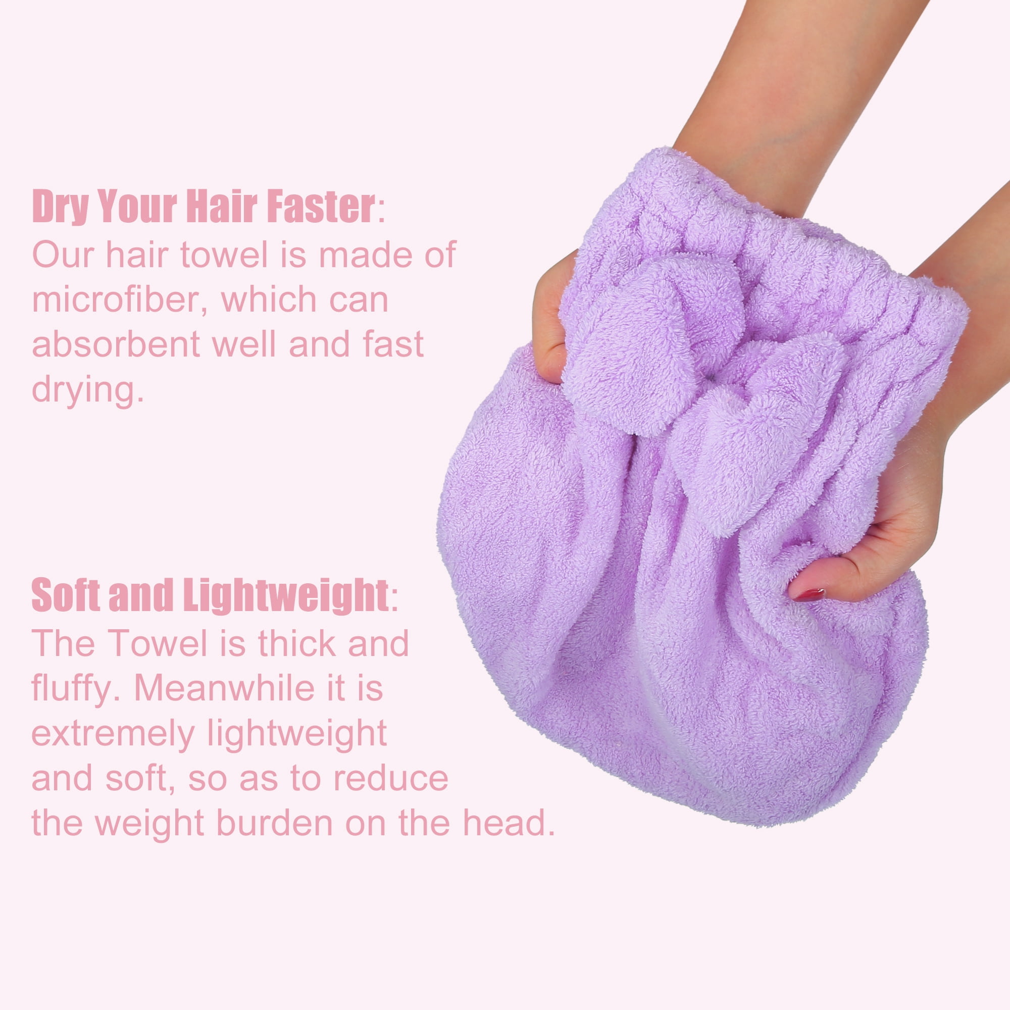 Unique Bargains Coral Fleece Hair Drying Towel Dry Cap 2 Pcs Purple Green