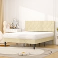 thumbnail image 5 of VECELO Queen Size Upholstered Platform Bed Frame with Button Tufted Headboard, Wood Slat Support, No Box Spring Needed, Beige, 5 of 8