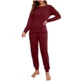 thumbnail image 1 of Camisón para mujer Gibobby Conjunto de pijama de manga larga con bolsillos Rojo M, 1 of 4
