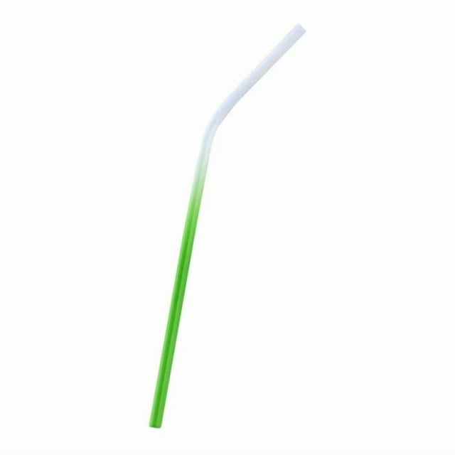 Pajitas metálicas para bebidas con ventosa, color degradado, ideales para picnic, rectas o curvas. Doblado Verde
