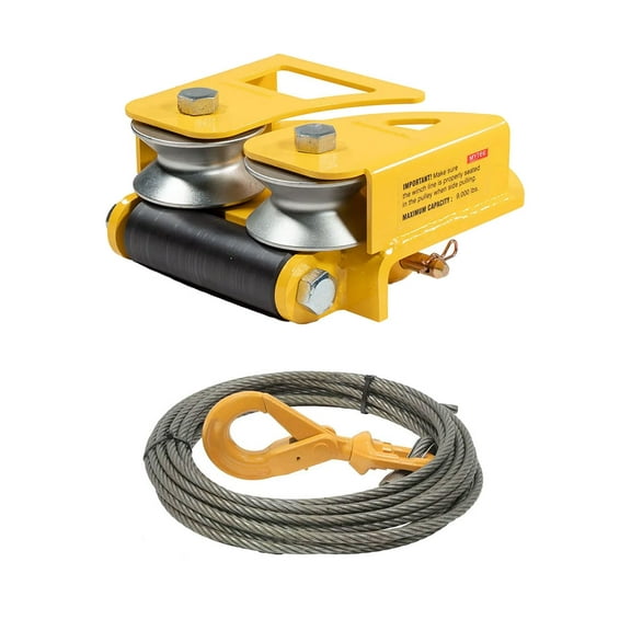 1 Pack 3/8" x 75' Swaged Winch Cable Wire w/Self Locking Swivel Hook - 20,400 lbs Ultimate BS & 1 Pack Side Puller Recovery Tool for Vehicle Towing & Angled Winching - 9,000 lbs WLL