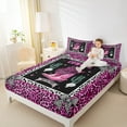 thumbnail image 4 of jejeloiu Western Cowboy Boots Twin Sheet Sets,Chic Leopard Print Twin Fitted Sheet,Cheetah Pattern Bowknot Bowtie Flat Sheet For Girls Kids,Breathable Home Decor,3 Pieces, 4 of 7