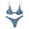 thumbnail image 2 of Women's Sexy Bikini Set Underwire Solid Color Two Piece Swimsuit Bow Tie Details for Beach Vacation Summer Pool Party,Gray,L, 2 of 6