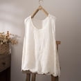 thumbnail image 2 of Embroidered Tops for Women Summer Floral Sleeveless Boho Tops Casual Crew Neck Blouse Loose Tank Tops M-XXL Beige XL(XL), 2 of 5
