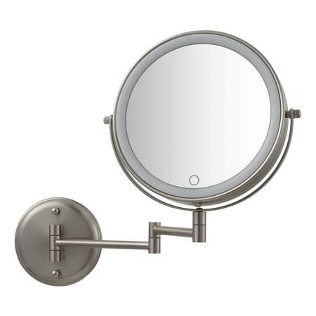 Better Homes Gardens Safford Wall Mount 1x 10x Led Vanity Mirror Satin Nickel From Better Homes Gardens Accuweather Shop