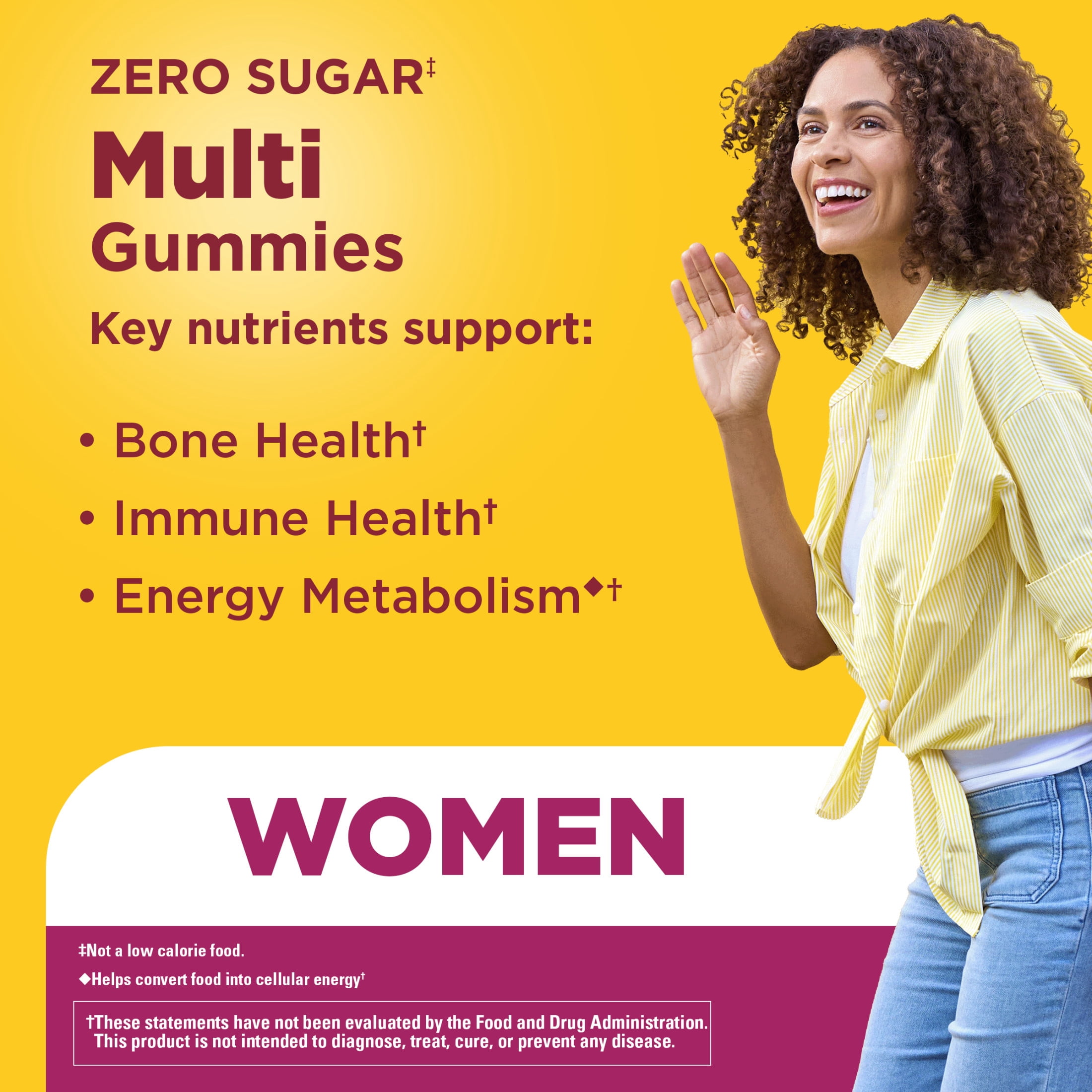 (3 pack) Nature Made Zero Sugar Women's Multivitamin Gummies, Sugar Free Gummies, 96 Count