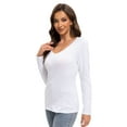 thumbnail image 2 of Women Shirts V Neck Long Sleeve Tops T-Shirt Basic Tees, 2 of 4