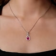thumbnail image 3 of Gem Stone King 925 Sterling Silver Red Created Ruby and Blue Tanzanite Pendant Earrings Set for Women (4.12 Cttw, Gemstone July Birthstone, with 18 inch Chain), 3 of 4