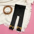 thumbnail image 4 of Kids Girls Knitted Leggings Girls Cotton Cable Knit Classic Solid Ankle Leggings Pants Footless Tights Autumn Winter Children Bowknot Legging Pant 6-12MBlack, 4 of 5