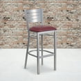 thumbnail image 2 of Flash Furniture 2 Pk. HERCULES Series Silver Slat Back Metal Restaurant Barstool - Burgundy Vinyl Seat, 2 of 8