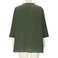 thumbnail image 6 of Women's Linen Shirt Boho Style 3/4 Sleeve Round Neck Pleated Summer Blouse - Loose Casual Top | Yubnlvae (Green | M), 6 of 9