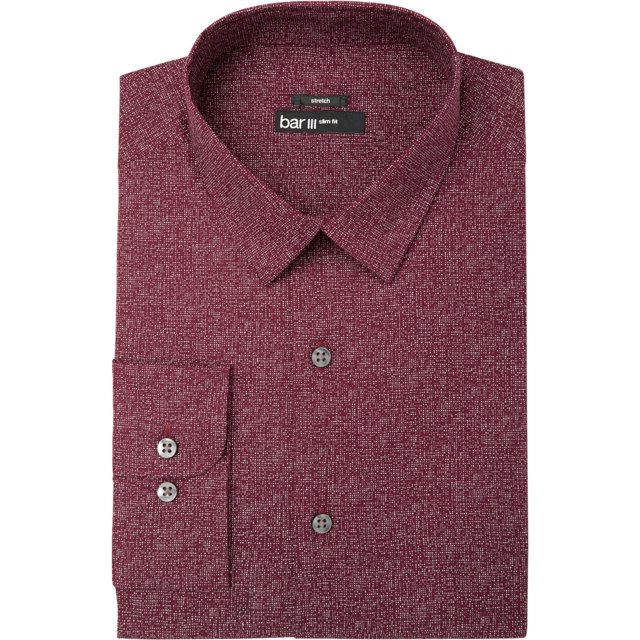 Bar III Camisa de vestir con botones de fácil cuidado para hombre, roja, 15-15.5