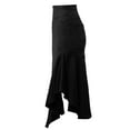 thumbnail image 3 of A2Y Women's Casual Rayon High Waist Back Zipper Denim Jean Long Skirts Black S, 3 of 3