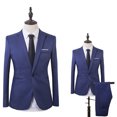 thumbnail image 4 of Ayyufe Men Slim Fit Business Leisure One Button Formal Two-Piece Suit for Groom Wedding Sapphire Blue, 4 of 6