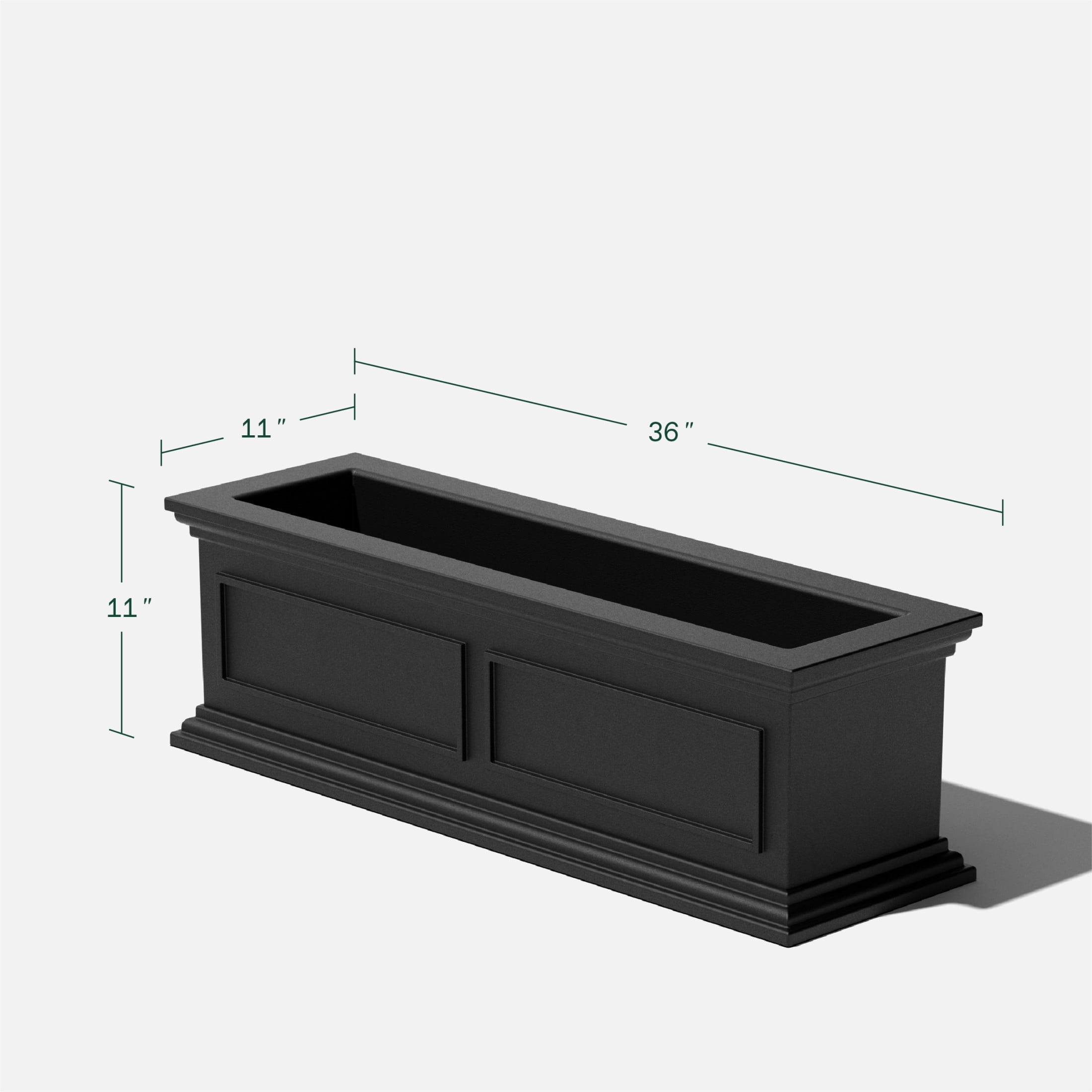 Veradek Brixton Window Box 36" Plastic Planter 2-Pack Black