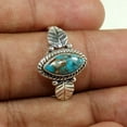 thumbnail image 4 of Clearance Rings for Women 925 Sterling Silver Marquise Cut Retro Crack Turquoise Leaf Ring, 4 of 6