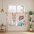 thumbnail image 2 of Happy Easter Kitchen Curtain for Berdoom Living Room Cafe 54 Inch Length, Spring Watercolor Bunny Eggs Flowers Pink Tiers Curtains Light Filtering Drapes Window Treatment 2 Panels 52"Wx54"L, 2 of 8