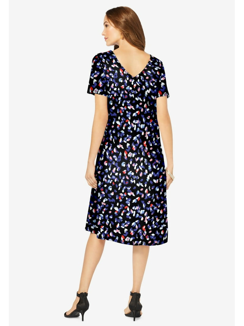 Roaman's Women's Plus Size Short Sleeve Sleeve Swing Dress - Walmart.com
