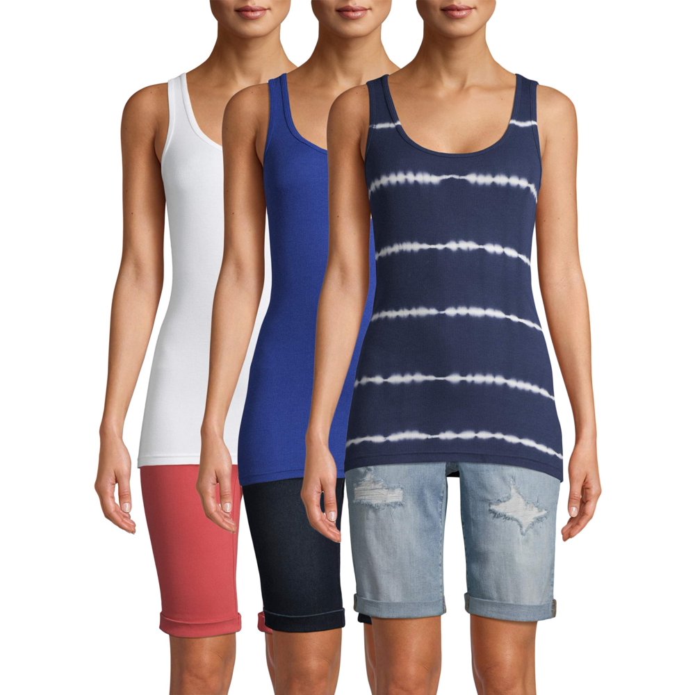 Time and Tru Time and Tru Women's Rib Tank Top, 3 Pack Bundle