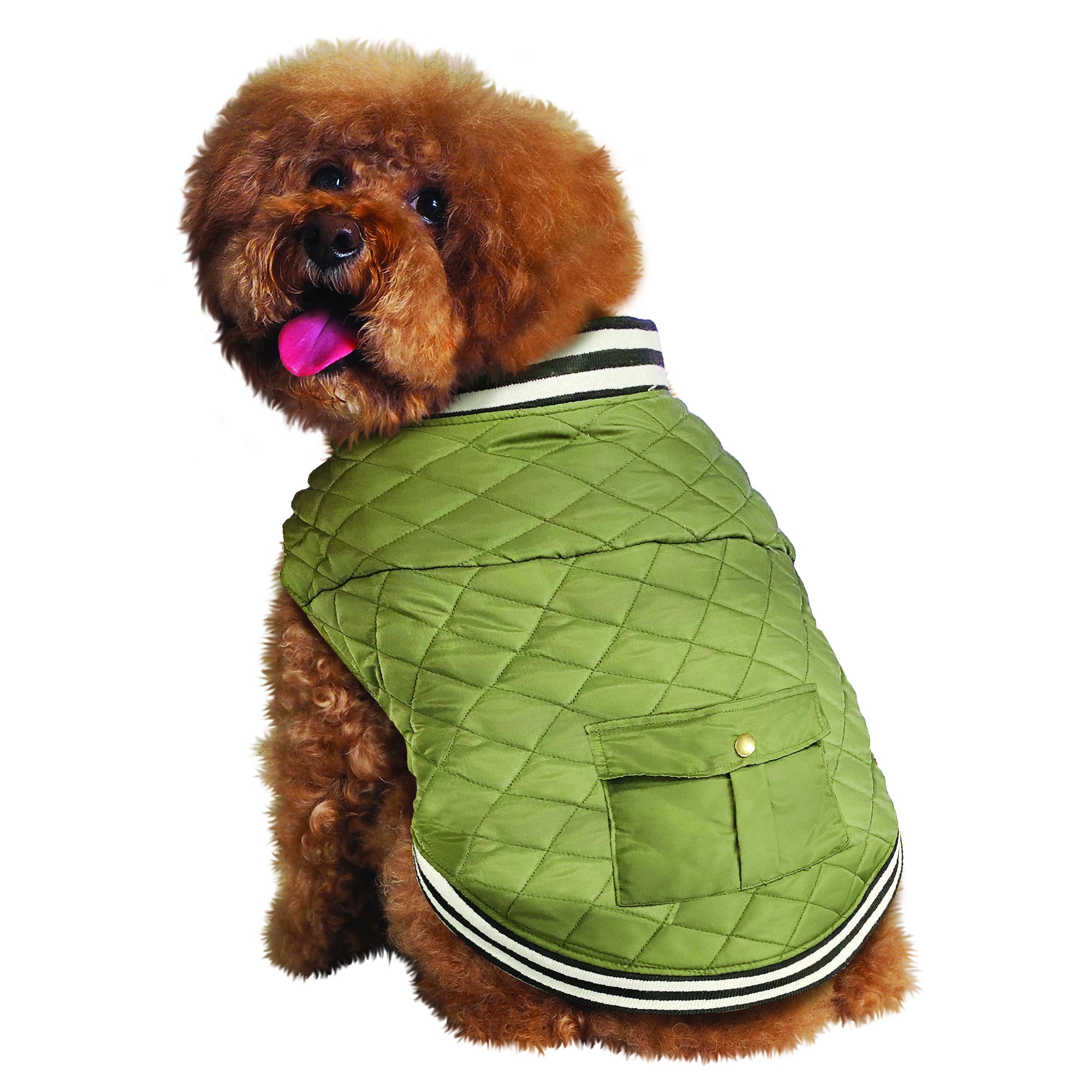 Fetchwear Olive Green Quilted Insulated Jacket With Pocket and Striped