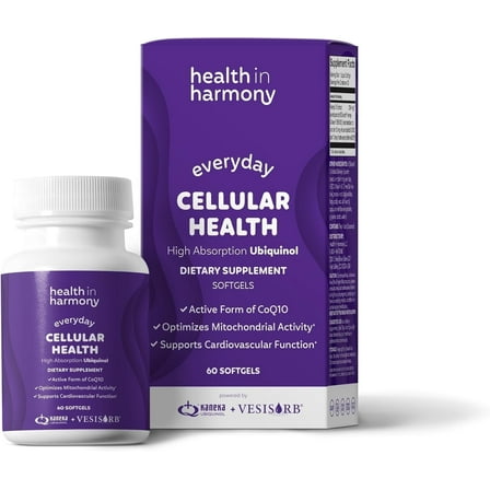 Health in Harmony Everyday Cellular Health Supplement Ubiquinol CoQ10 with  VESIsorb® for Absorption, 60 Count