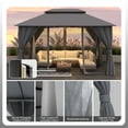 thumbnail image 6 of ENSTVER Gazebo 10x13 with Mosquito Netting & Privacy Screens. Double Roof Design Outdoor Gazebo with Powder-Coated Metal Frame for Patio, Deck, Backyard, Garden & Lawns, 6 of 10