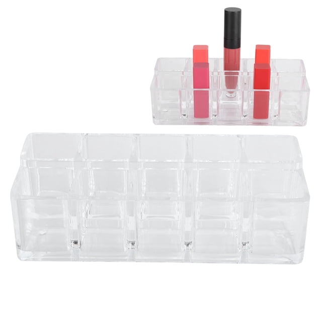 Organizador de Maquillaje Cosmético, Diseño Abierto 10 Almacenamiento Exquisito Exquisito Organizador de Lápiz Labial Acrílico de Mano de Obra Con Lápiz Labial para Cepillos
