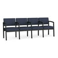 thumbnail image 1 of Fauteuil Lenox en Acier pour Réception, Salle d'Attente, Soins de Santé, 4 Places / Acier Noir / Bleu, 1 of 5