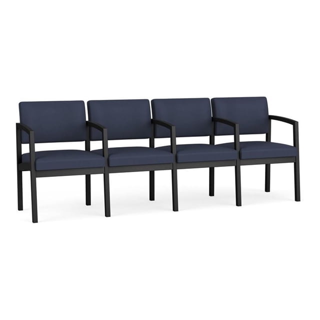 Lenox Steel Reception Waiting Room Healthcare 4 Seats Chair / Black Steel / Blue