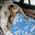 thumbnail image 5 of Winter Snowflakes Blue Throw Blanket Ultra Soft Warm All Season Christmas Decorative Fleece Blankets for Bed Chair Car Sofa Couch Bedroom 60"X50", 5 of 6