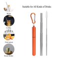 thumbnail image 3 of Sonew Portable Straw,Portable Stainless Steel Retractable Straw Reusable Straw Cleaning Brush Kit for Picnic Orange, 3 of 10