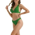 thumbnail image 4 of INSPIRE CHIC Women's V Neck Crisscross Bikini Sets 2 Piece Back Drawstring Triangle Bottoms Swimwear Bathing Suits X-Large Green, 4 of 5