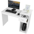 thumbnail image 5 of LILEYI Small White Computer Desk with Drawers and Printer Shelves, Wood Study Writing Table Compact PC Laptop Workstation for Small Space Home Office, 5 of 8