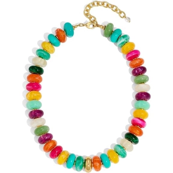 Beaded necklace for Women Boho Bead Chunky Necklace Big Bead Necklace Fashion Trendy Summer Colorful Necklaces Holiday Vocation Jewelry Gifts