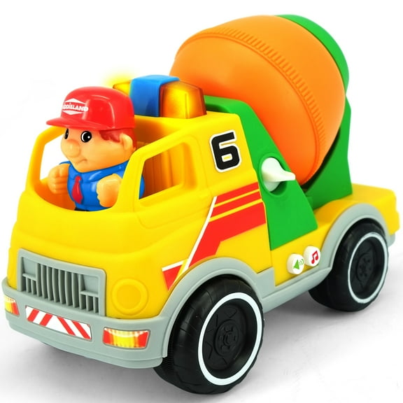 Kiddieland: Light & Sound: Cement Mixer - Motorized Construction Toy Vehicle, Auto Stops, Driver Figure, Engine Rev & Horn, Kids & Toddlers Age 1 yr 