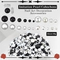 thumbnail image 2 of 60G ABS Plastic Imitation Pearl Cabochons Nail Art Decoration Accessories for Women Half Round Black 3~9x1.5~5mm, 2 of 7