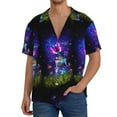 thumbnail image 3 of KLL Butterfly Purple Bottle Flower Print Men's Shirt Short Sleeve Button Down Summer Cuba Beach Shirts- Small, 3 of 7