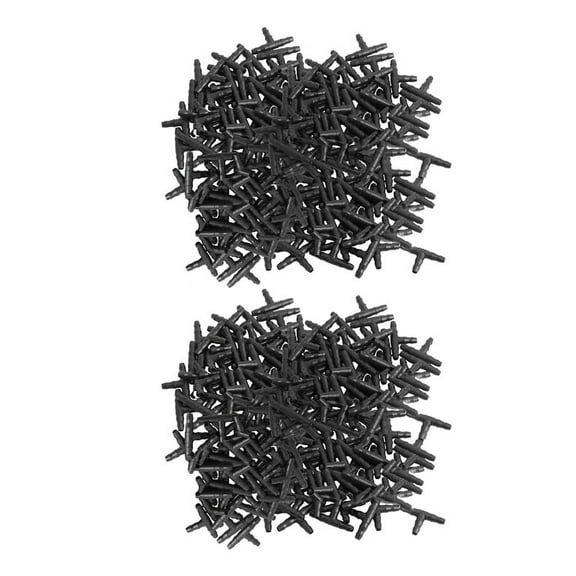 Drip Irrigation Barbed Connectors, Universal Tee Fittings 200Pcs, Fits 1/4 inch Tubing (4/7mm Pipe)
