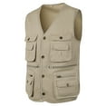 thumbnail image 2 of UTTOASFAY Men's Outdoor Vest Leisure Jacket Lightweight Vest with Zip Many Pockets Khaki 12(XXL), 2 of 9