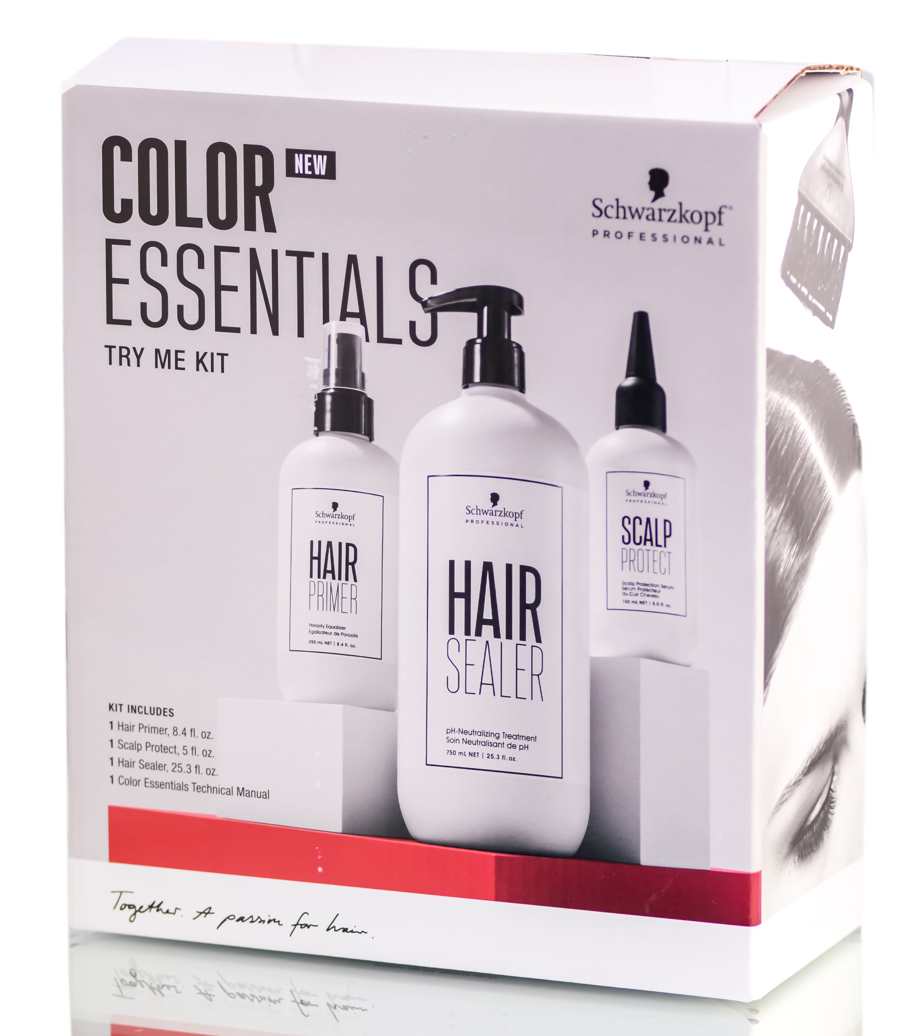 Try Me Kit , Schwarzkopf Pro Color Essentials Try Me Kit Hair - Pack of 3  w/ Sleek Teasing Comb 