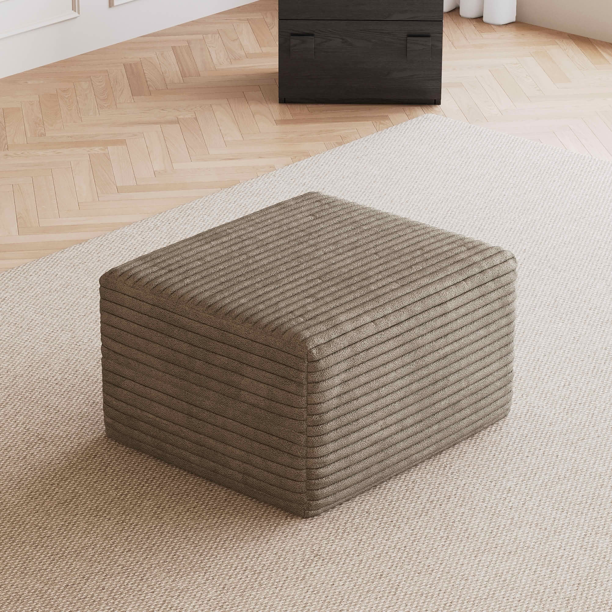 MAYEERTY Plush Corduroy Sofa Ottoman, No Assembly Required, Camel