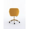 thumbnail image 3 of Modern Swivel Home Office Chair, Cute Mid-Back Velvet Upholstered Computer Desk Chair, Adjustable Height Accent Chair with Gold Metal Legs & Universal Wheels for Home Office Living Room, 3 of 6