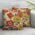 thumbnail image 3 of Qinduosi Retro S Floral Throw Pillow Covers " Set of Soft Vintage Flowers Cushion Covers for Living Room Bedroom Orange Red Decorative Throw Pillowcases for Sofa Couch Chair, 3 of 5