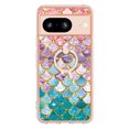 thumbnail image 3 of Feishell for Google Pixel 8 Case with Rotating Metal Ring Kickstand, Stylish Thin IMD Marble Flower Pattern Cover Shockproof Lightweight Slim Fit Girls Women Phone Case for Google Pixel 8,D, 3 of 6